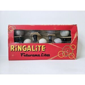 Vintage futurama Lites Ringalite Christmas bulbs w/ box glitter sugar
